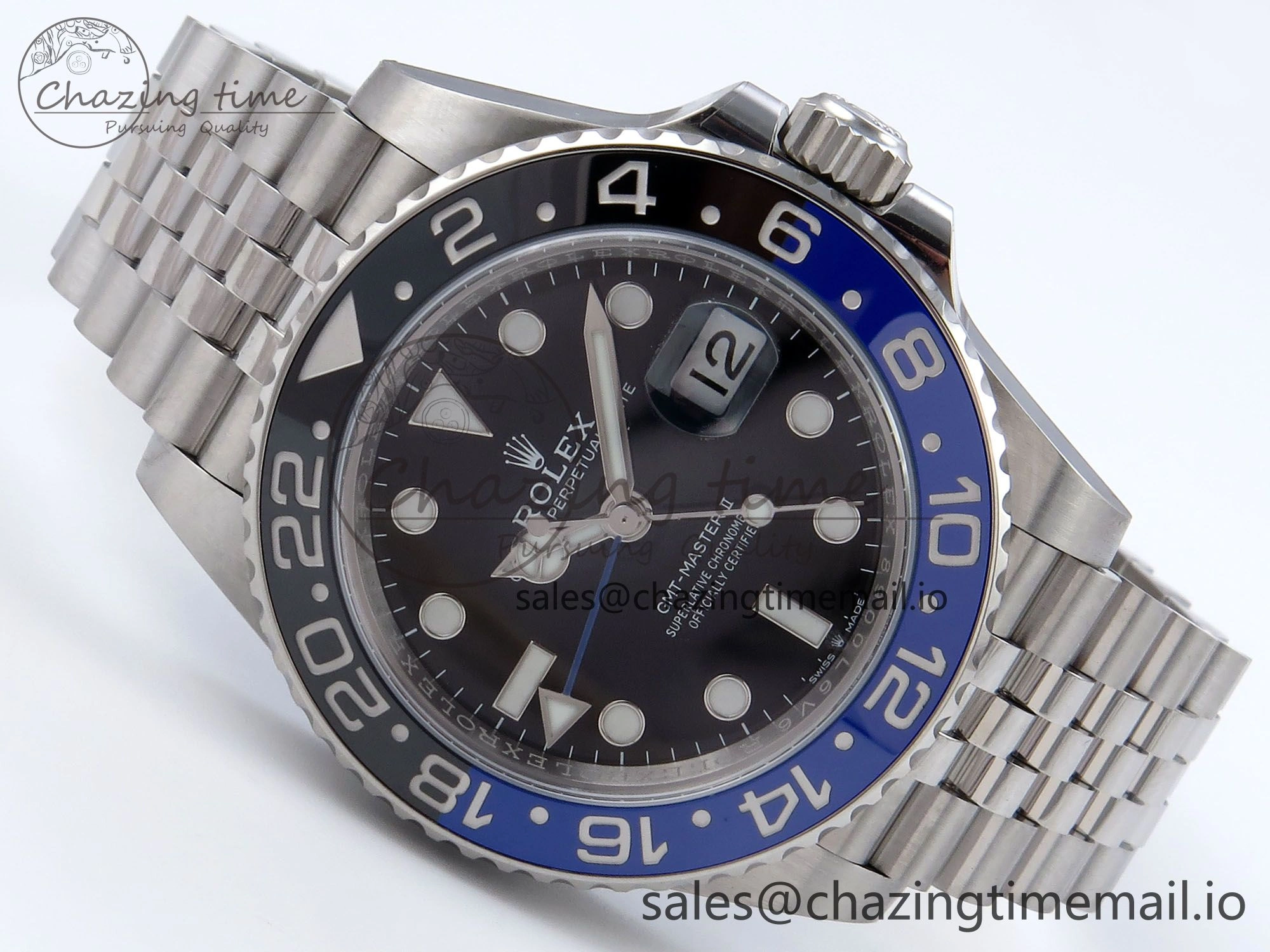 Refined GMT Master II 126710 BLNR QF+ 1:1 Best Edition 904L Steel Black Dial Black Blue Bezel on SS Bracelet SH 860