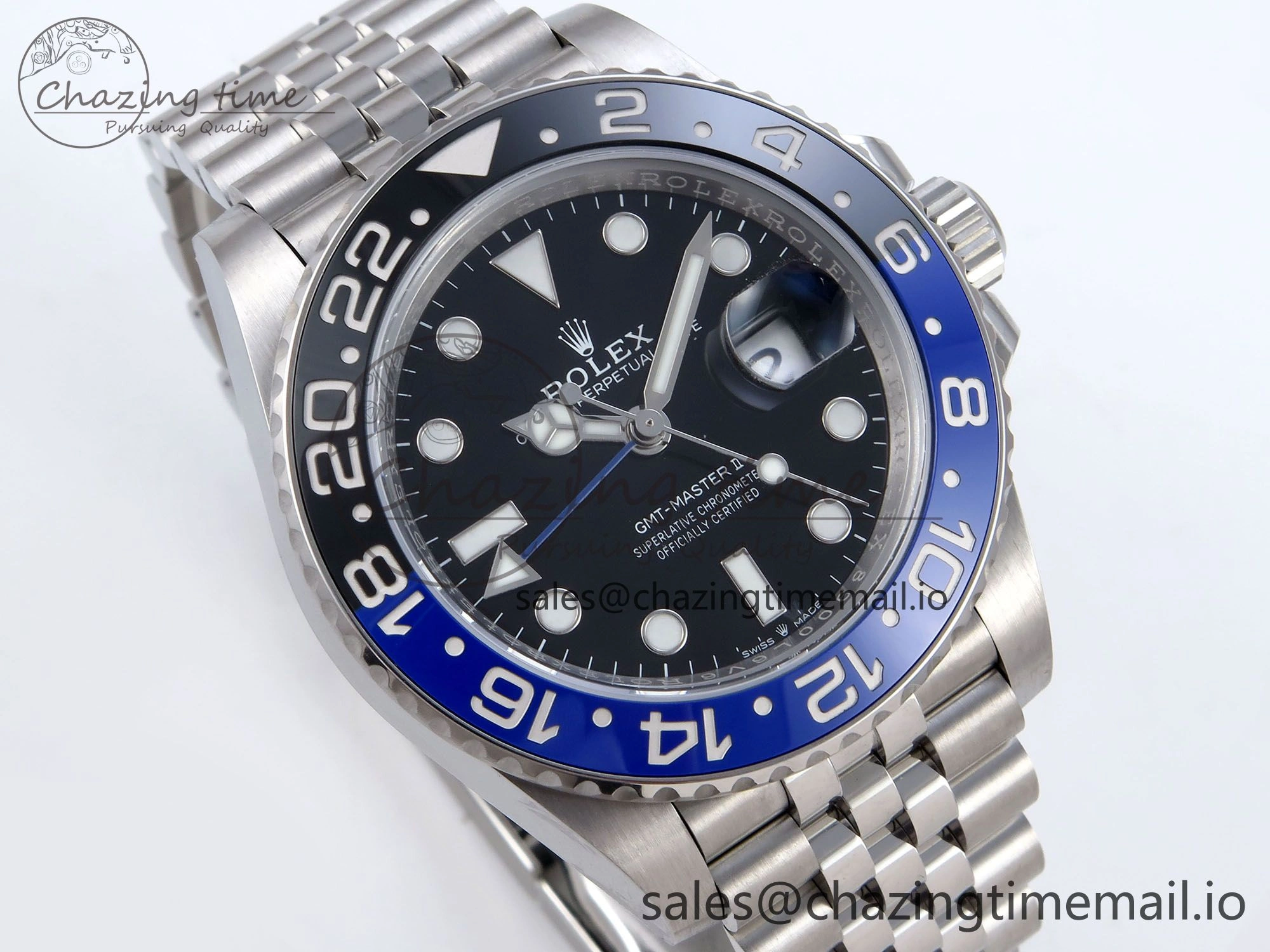 Refined GMT Master II 126710 BLNR QF+ 1:1 Best Edition 904L Steel Black Dial Black Blue Bezel on SS Bracelet SH 860