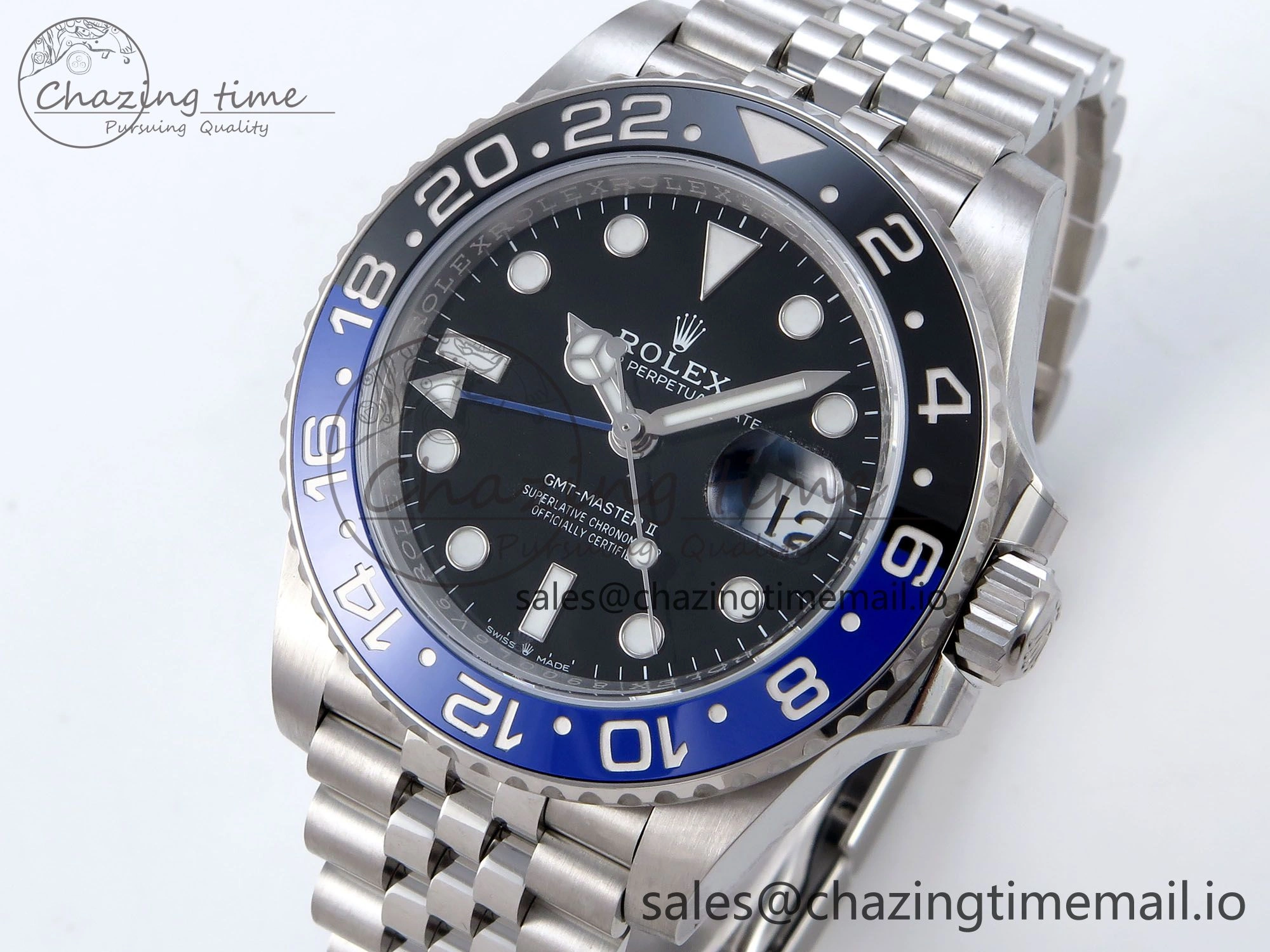 Refined GMT Master II 126710 BLNR QF+ 1:1 Best Edition 904L Steel Black Dial Black Blue Bezel on SS Bracelet SH 860