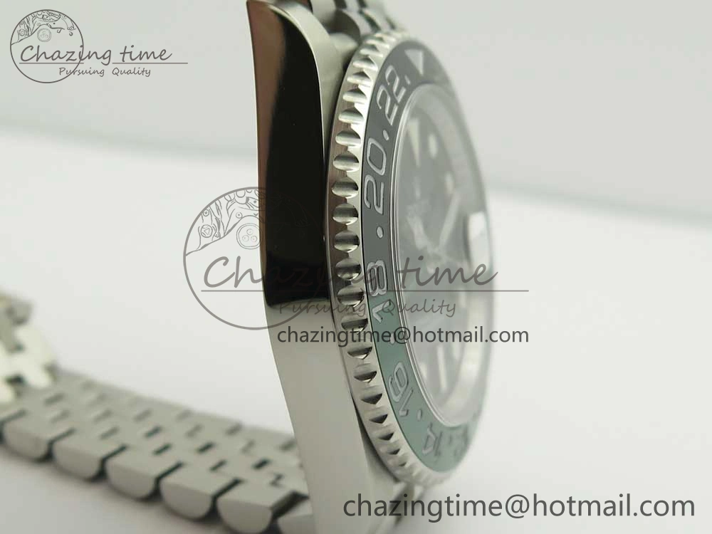 Trendy GMT-Master II 126710 BLRO BPF Black Green Ceramic Bezel SS Black Dial on SS Jubilee Bracelet A 3347
