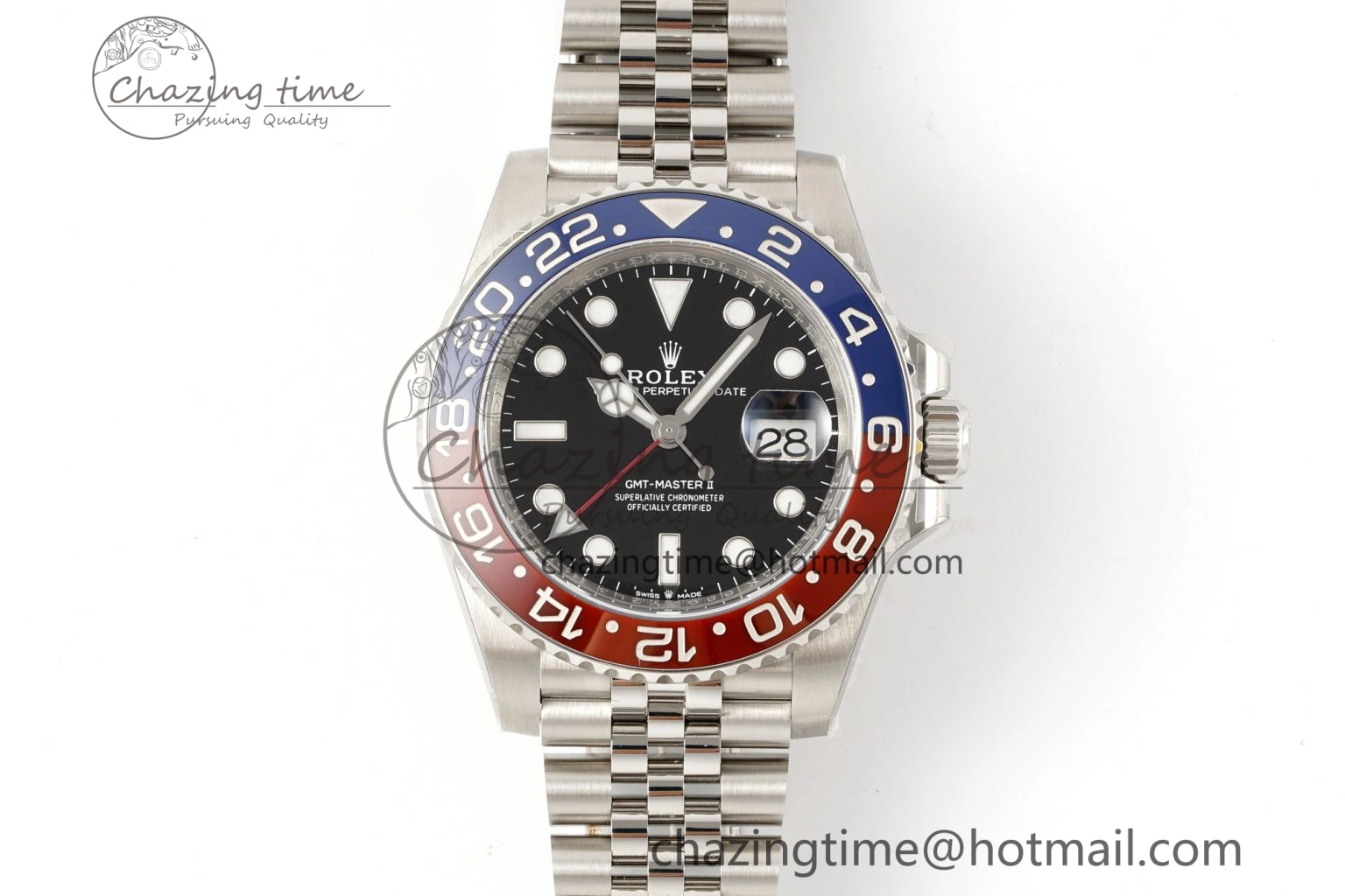 GMT Master II 126710 BLRO Pepsi 904L SS C+F 1:1 Best Edition Black Dial on Jubilee Bracelet SH3285 CHS SmoothTexture 1958