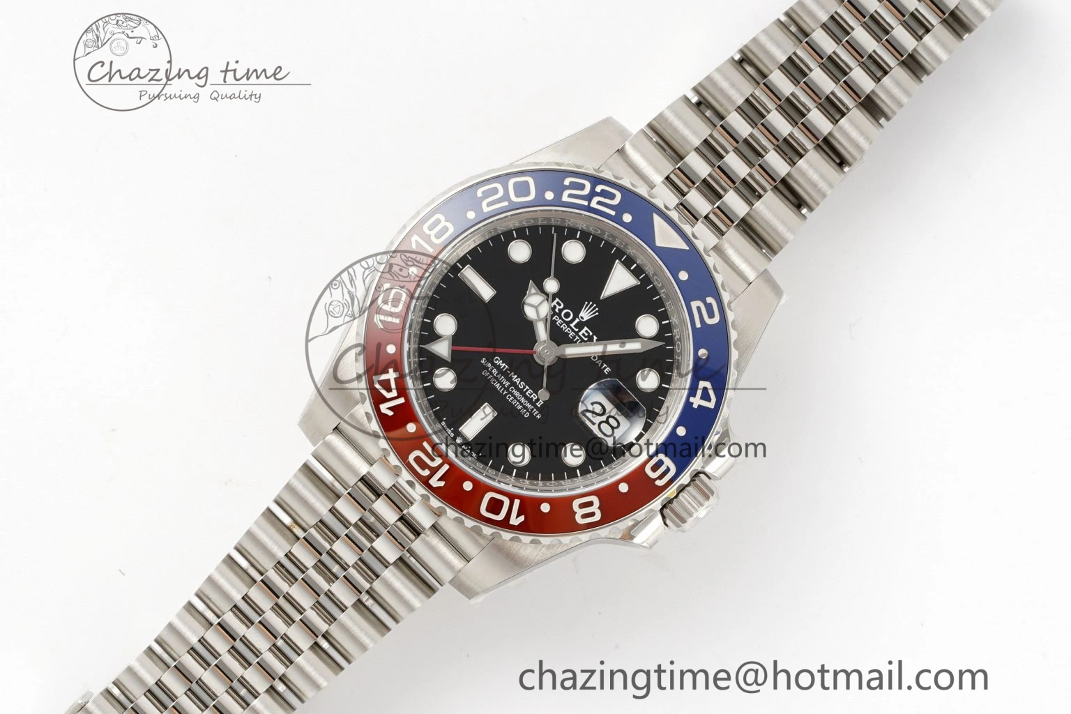 GMT Master II 126710 BLRO Pepsi 904L SS C+F 1:1 Best Edition Black Dial on Jubilee Bracelet SH3285 CHS SmoothTexture 1958