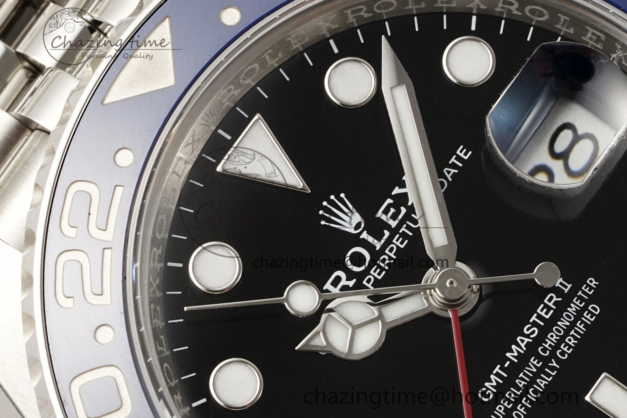 GMT Master II 126710 BLRO Pepsi 904L SS C+F 1:1 Best Edition Black Dial on Jubilee Bracelet SH3285 CHS SmoothTexture 1958
