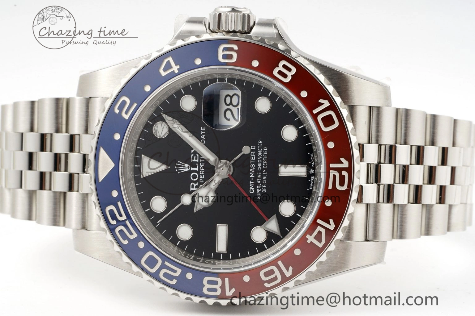 GMT Master II 126710 BLRO Pepsi 904L SS C+F 1:1 Best Edition Black Dial on Jubilee Bracelet SH3285 CHS SmoothTexture 1958