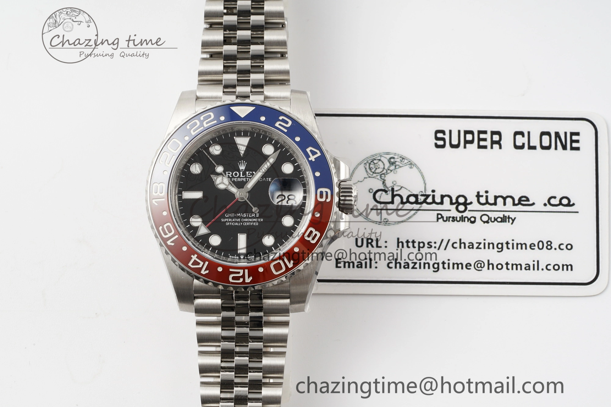 GMT Master II 126710 BLRO Pepsi 904L SS C+F 1:1 Best Edition Black Dial on Jubilee Bracelet SH3285 CHS SmoothTexture 1958
