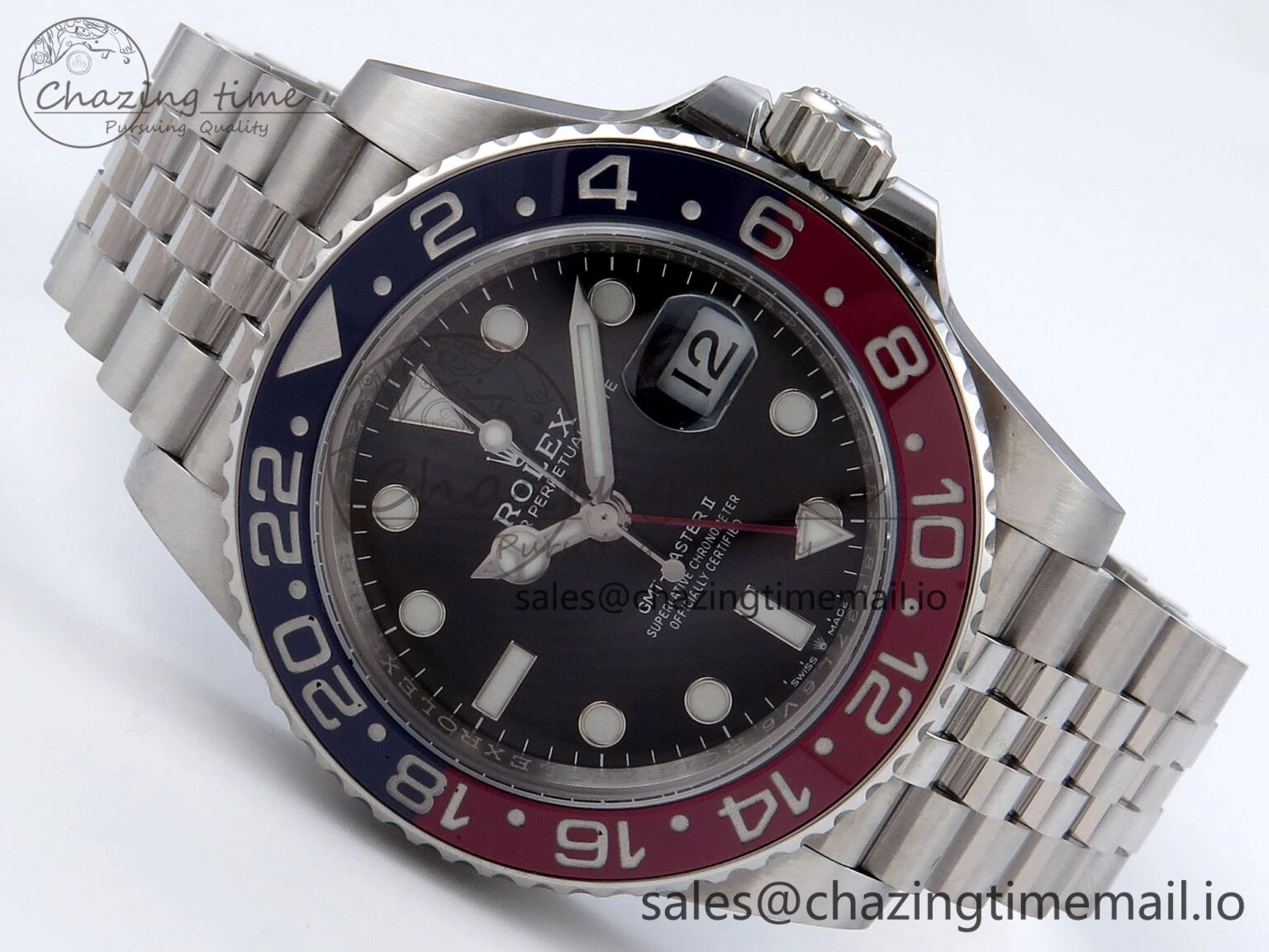 GMT Master II 126710 BLRO QF+ 1:1 Best Edition 904L Steel Black Dial Red Blue Bezel on SS Bracelet SH Contemporary 858