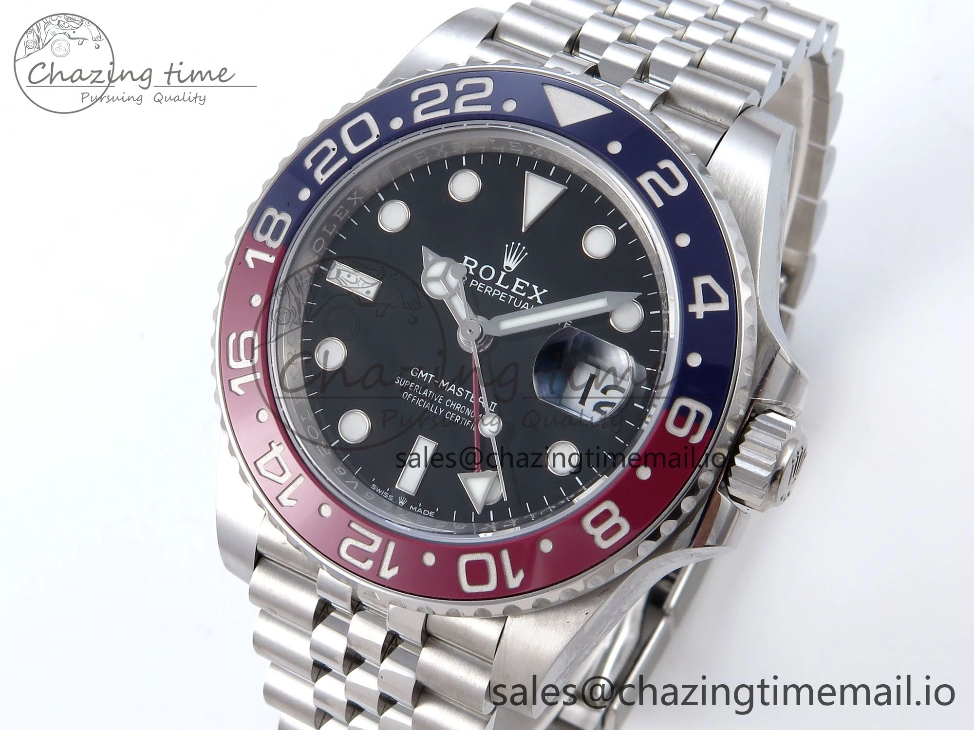 GMT Master II 126710 BLRO QF+ 1:1 Best Edition 904L Steel Black Dial Red Blue Bezel on SS Bracelet SH Contemporary 858