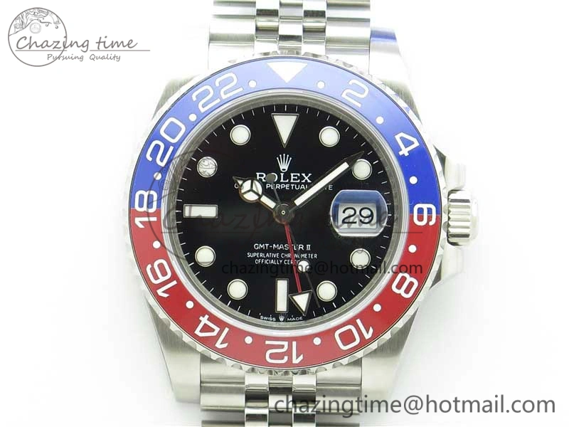 GMT Master II 126710 BLRO Red Blue Ceramic 316L Steel Bp Maker 1:1 Best Edition on SS Bracelet SA Chic 2964