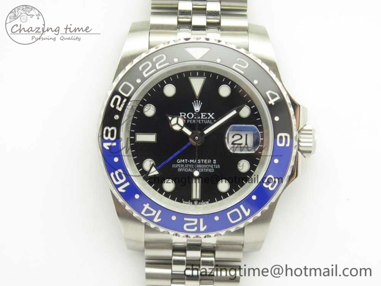 GMT-Master II 126710 Black Blue Ceramic Bezel 904L SS DJF Best Edition Black Dial on 904L Jubilee Bracelet A Affordable 3246