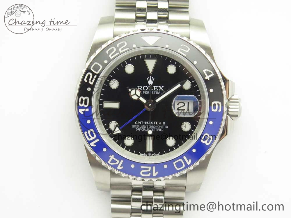GMT-Master II 126710 Black Blue Ceramic Bezel 904L SS DJF Best Edition Black Dial on 904L Jubilee Bracelet A Affordable 3246