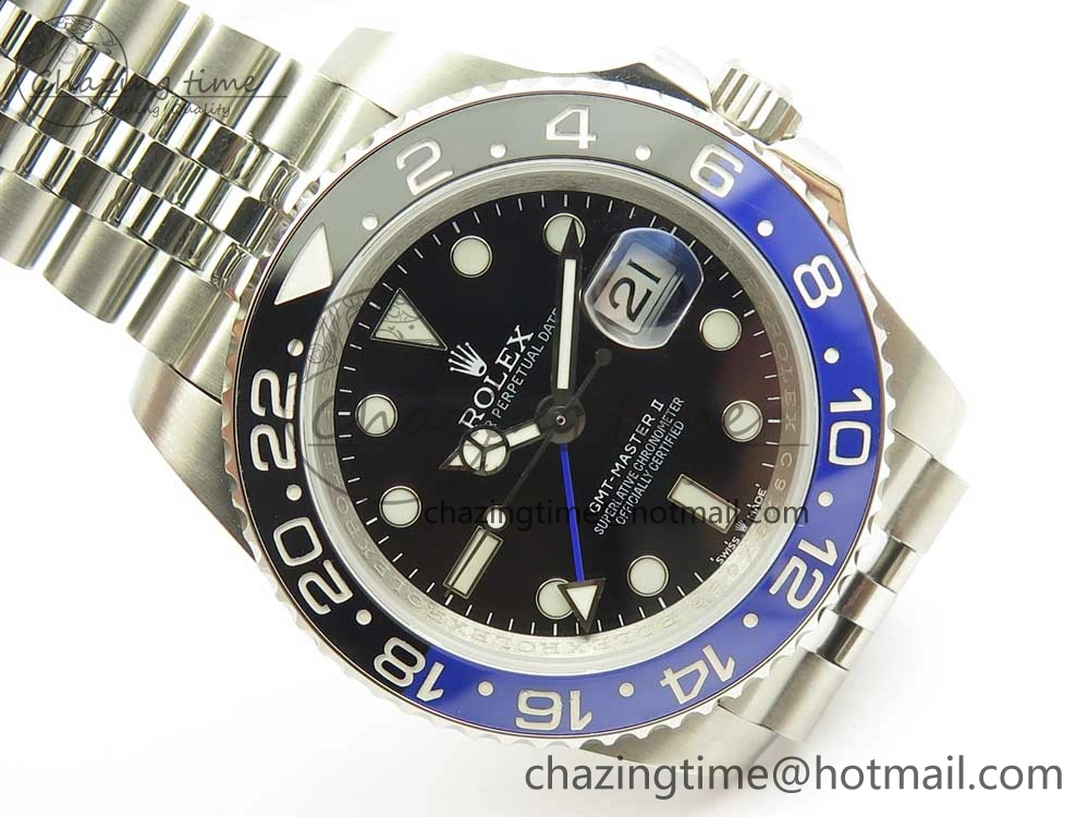 GMT-Master II 126710 Black Blue Ceramic Bezel 904L SS DJF Best Edition Black Dial on 904L Jubilee Bracelet A Affordable 3246