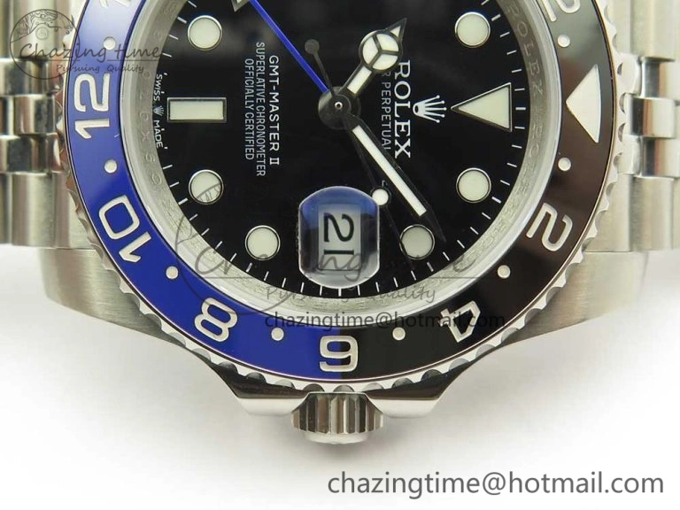 GMT-Master II 126710 Black Blue Ceramic Bezel 904L SS DJF Best Edition Black Dial on 904L Jubilee Bracelet A Affordable 3246