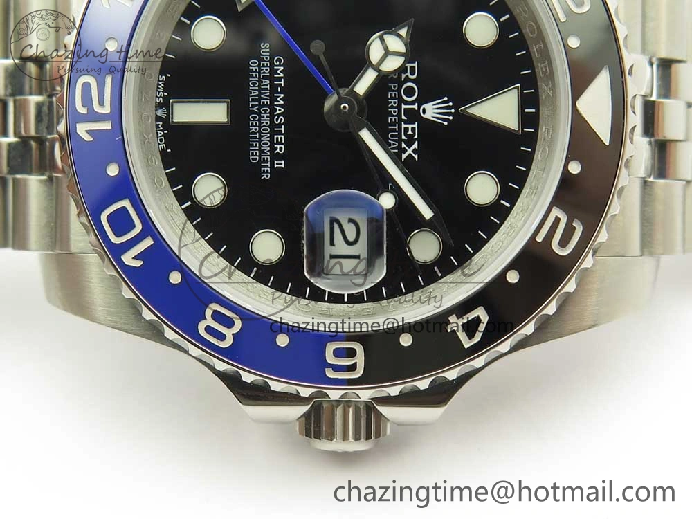 GMT-Master II 126710 Black Blue Ceramic Bezel 904L SS DJF Best Edition Black Dial on 904L Jubilee Bracelet A Affordable 3246
