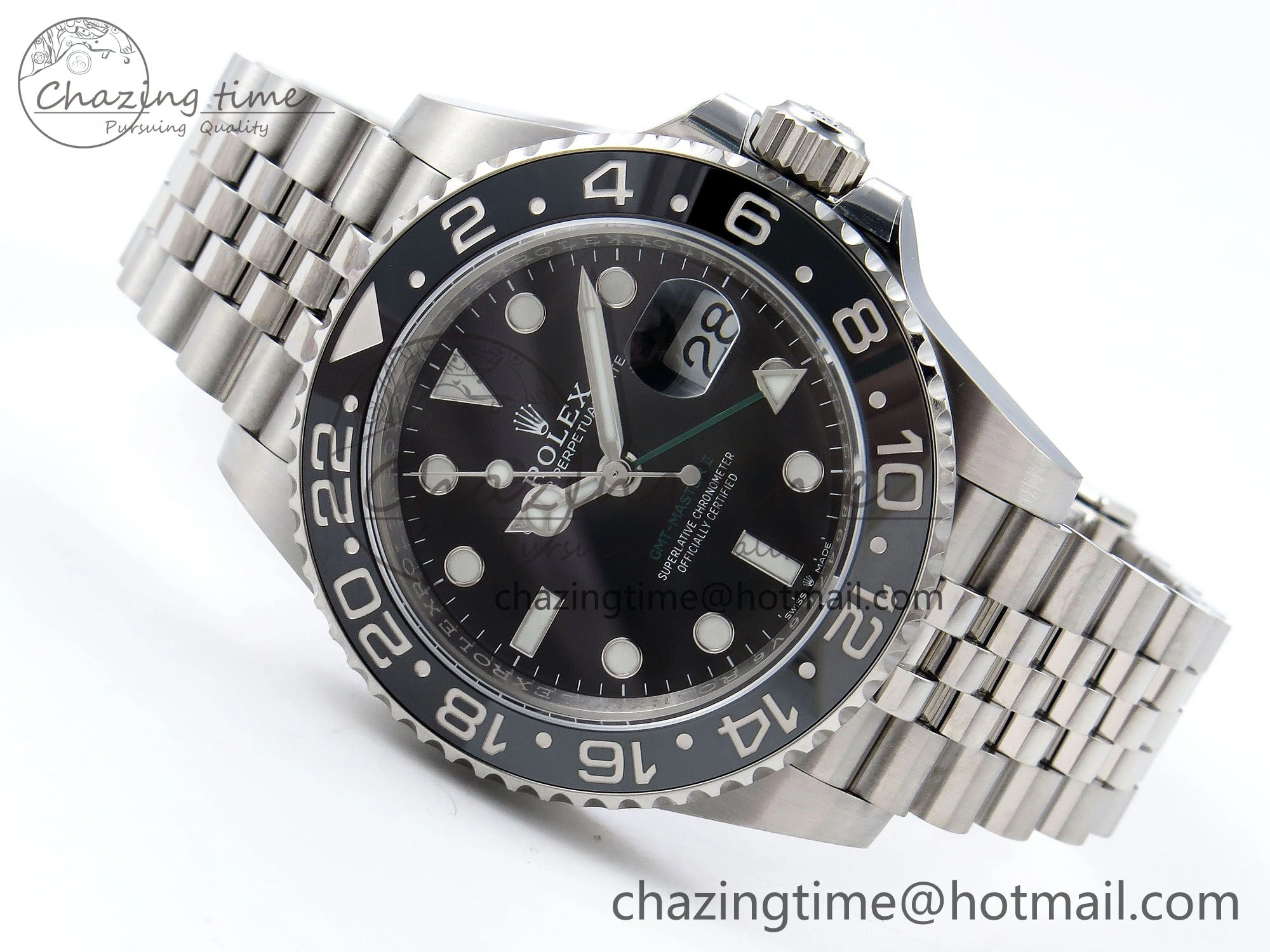 FlexibleFit GMT-Master II 126710 GRNR Black Gray Ceramic 904L Steel ARF 1:1 Best Edition on Jubilee Strap VR3285 CHS 1322