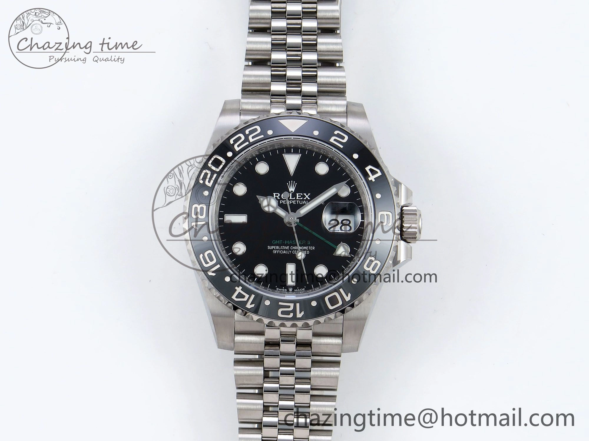 FlexibleFit GMT-Master II 126710 GRNR Black Gray Ceramic 904L Steel ARF 1:1 Best Edition on Jubilee Strap VR3285 CHS 1322
