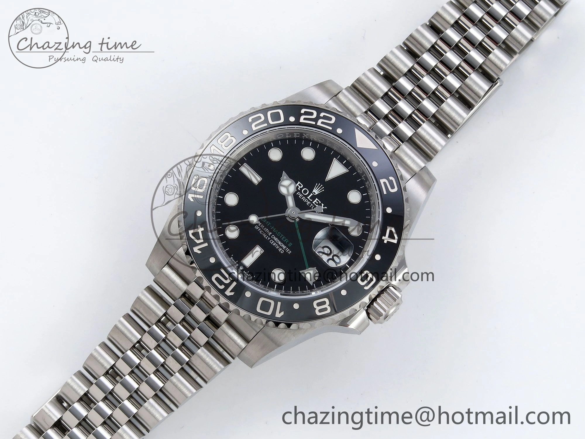 FlexibleFit GMT-Master II 126710 GRNR Black Gray Ceramic 904L Steel ARF 1:1 Best Edition on Jubilee Strap VR3285 CHS 1322