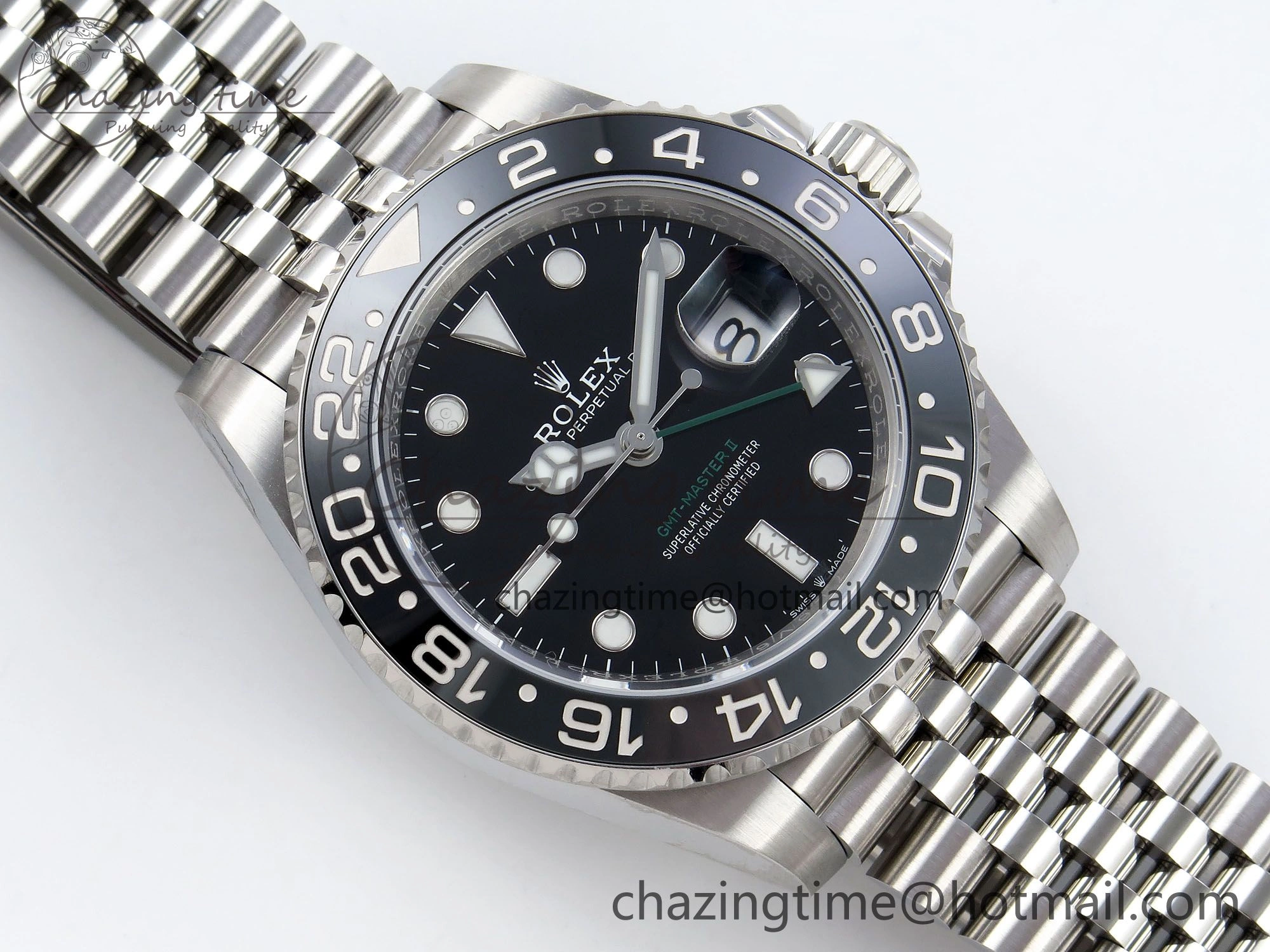 FlexibleFit GMT-Master II 126710 GRNR Black Gray Ceramic 904L Steel ARF 1:1 Best Edition on Jubilee Strap VR3285 CHS 1322