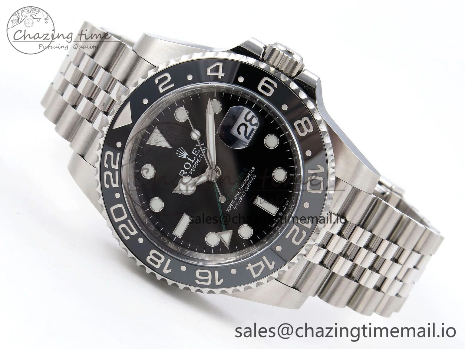 Durable GMT-Master II 126710 GRNR Black Gray Ceramic 904L Steel Clean 1:1 Best Edition on Jubilee Strap DD 1330