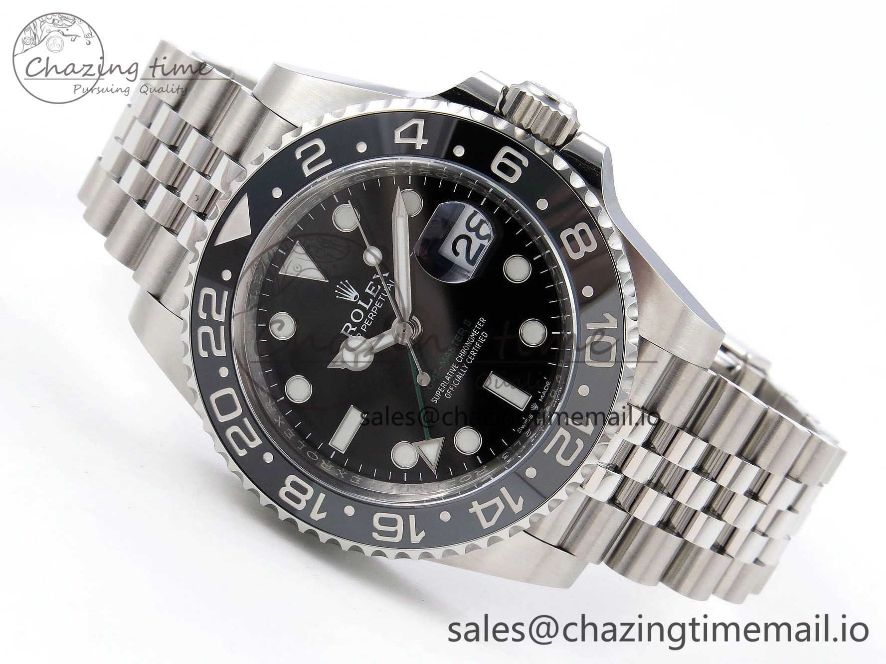 Durable GMT-Master II 126710 GRNR Black Gray Ceramic 904L Steel Clean 1:1 Best Edition on Jubilee Strap DD 1330