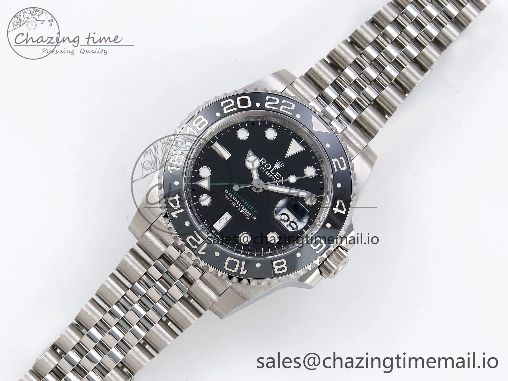 Durable GMT-Master II 126710 GRNR Black Gray Ceramic 904L Steel Clean 1:1 Best Edition on Jubilee Strap DD 1330