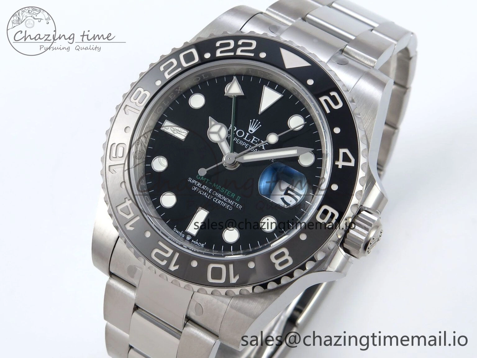 Soft GMT-Master II 126710 GRNR Black Gray Ceramic 904L Steel EWE 1:1 Best Edition on Oyster Strap EWE3285 V 814
