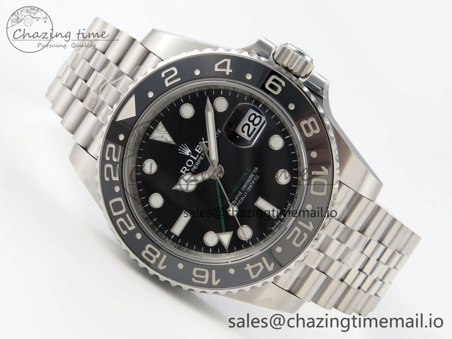GMT-Master II 126710 GRNR Black Gray Ceramic 904L Steel VSF 1:1 Best Edition on Jubilee Strap DD3285 V Stretchable 6