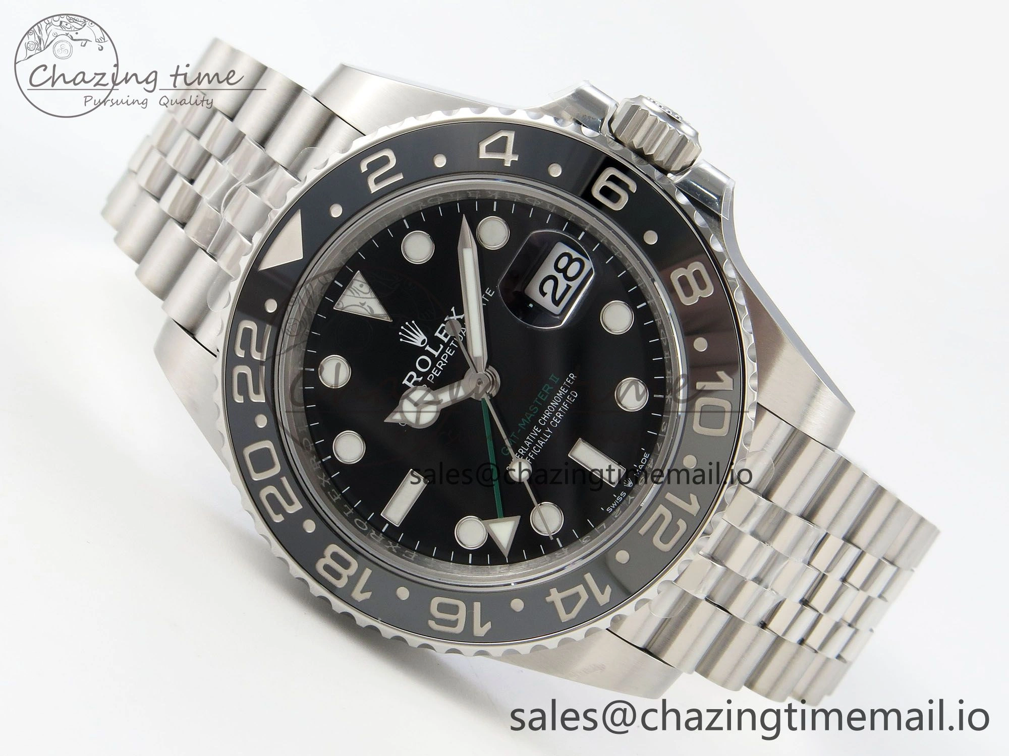 GMT-Master II 126710 GRNR Black Gray Ceramic 904L Steel VSF 1:1 Best Edition on Jubilee Strap DD3285 V Stretchable 6
