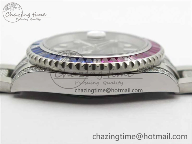Fashionable GMT Master II 126710 Red Blue T Crystal VRF Best Edition Black Dial On SS Paved Crystal Bracelet  A3186 CHS 2915
