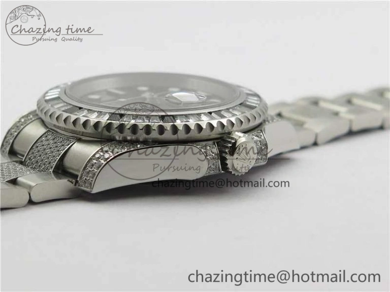 Attractive GMT Master II 126710 White Black T Crystal VRF Best Edition Black Dial On SS Paved CrystalBracelet  A3186 CHS 2917
