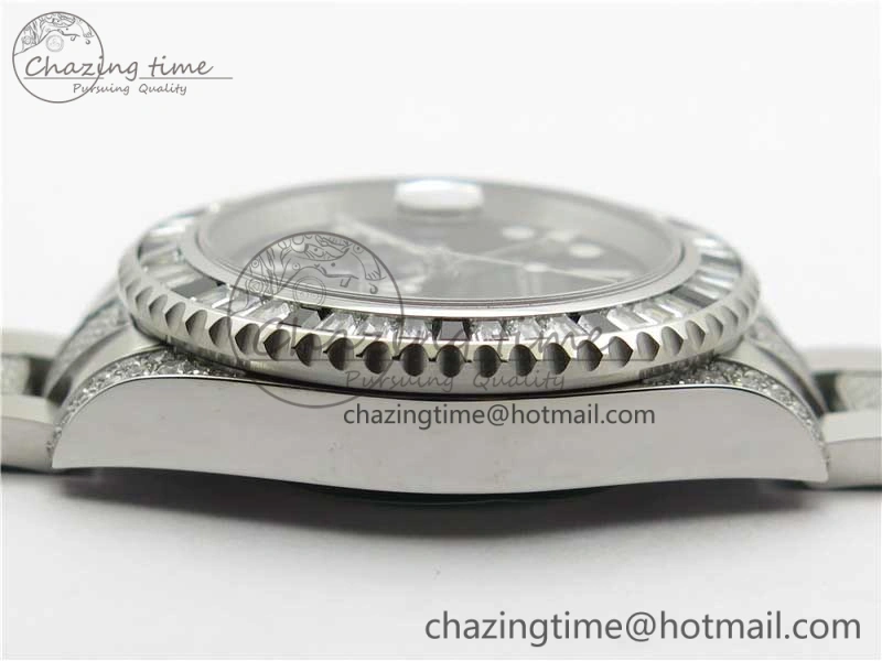 Attractive GMT Master II 126710 White Black T Crystal VRF Best Edition Black Dial On SS Paved CrystalBracelet  A3186 CHS 2917