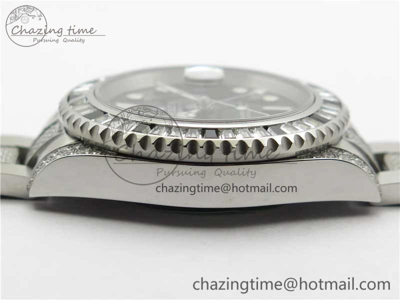 Attractive GMT Master II 126710 White Black T Crystal VRF Best Edition Black Dial On SS Paved CrystalBracelet  A3186 CHS 2917