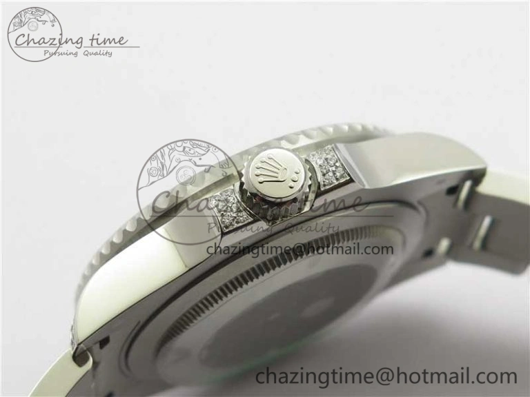 Attractive GMT Master II 126710 White Black T Crystal VRF Best Edition Black Dial On SS Paved CrystalBracelet  A3186 CHS 2917