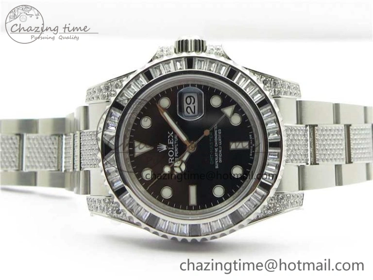 Attractive GMT Master II 126710 White Black T Crystal VRF Best Edition Black Dial On SS Paved CrystalBracelet  A3186 CHS 2917