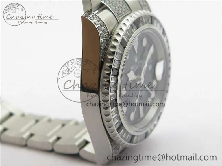 Attractive GMT Master II 126710 White Black T Crystal VRF Best Edition Black Dial On SS Paved CrystalBracelet  A3186 CHS 2917