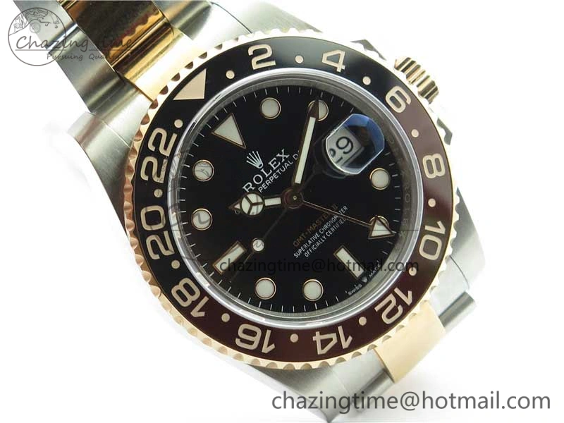 GMT Master II 126711 CHNR Black Brown Ceramic 316L Steel GMF 1:1 Best Edition Black Dial on SS RG Bracelet A BestValue 2963