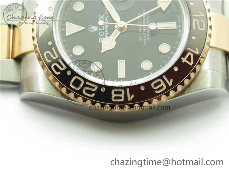 GMT Master II 126711 CHNR Black Brown Ceramic 316L Steel GMF 1:1 Best Edition Black Dial on SS RG Bracelet A BestValue 2963