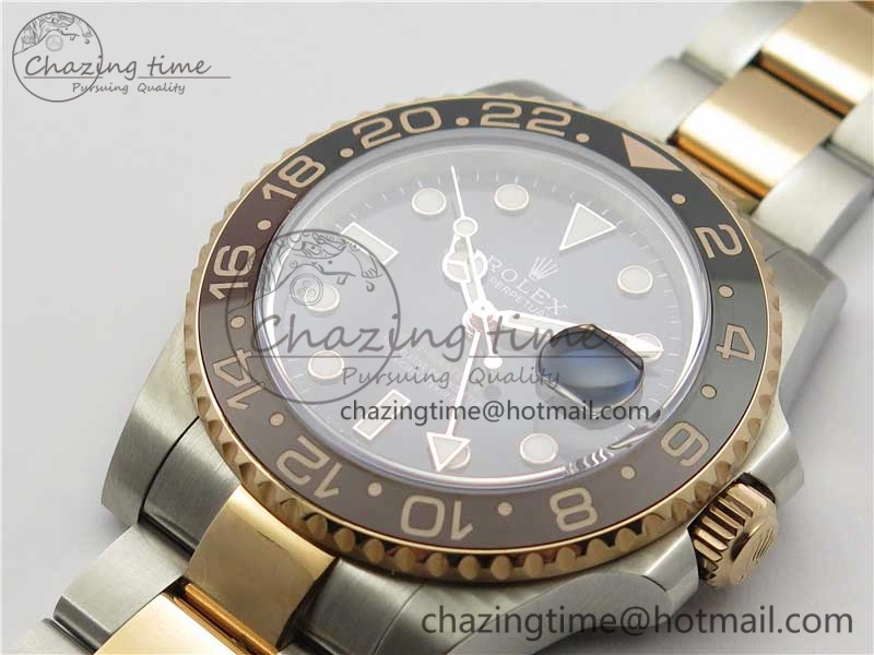 GMT Master II 126711 CHNR Black Brown Ceramic 316L Steel GMF 1:1 Best Edition Black Dial on SS RG Bracelet A BestValue 2963