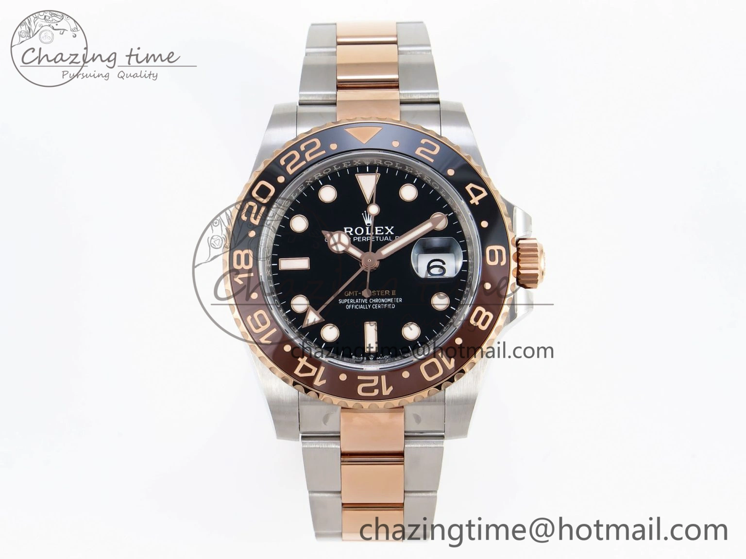 GMT-Master II 126711 CHNR Black Brown Ceramic Clean Factory Best Edition on SS RG Bracelet DD3285 CHS Sleek 2010