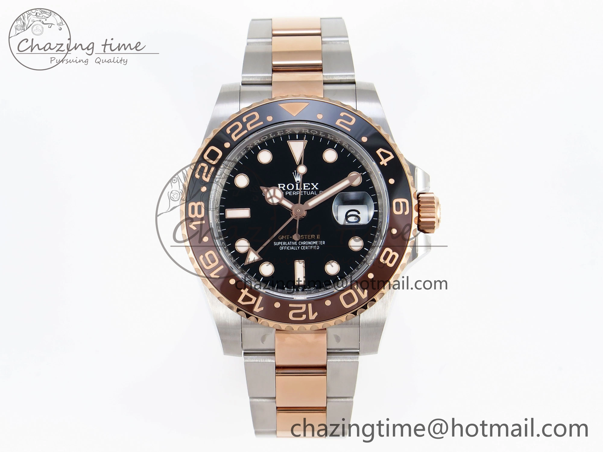 GMT-Master II 126711 CHNR Black Brown Ceramic Clean Factory Best Edition on SS RG Bracelet DD3285 CHS Sleek 2010