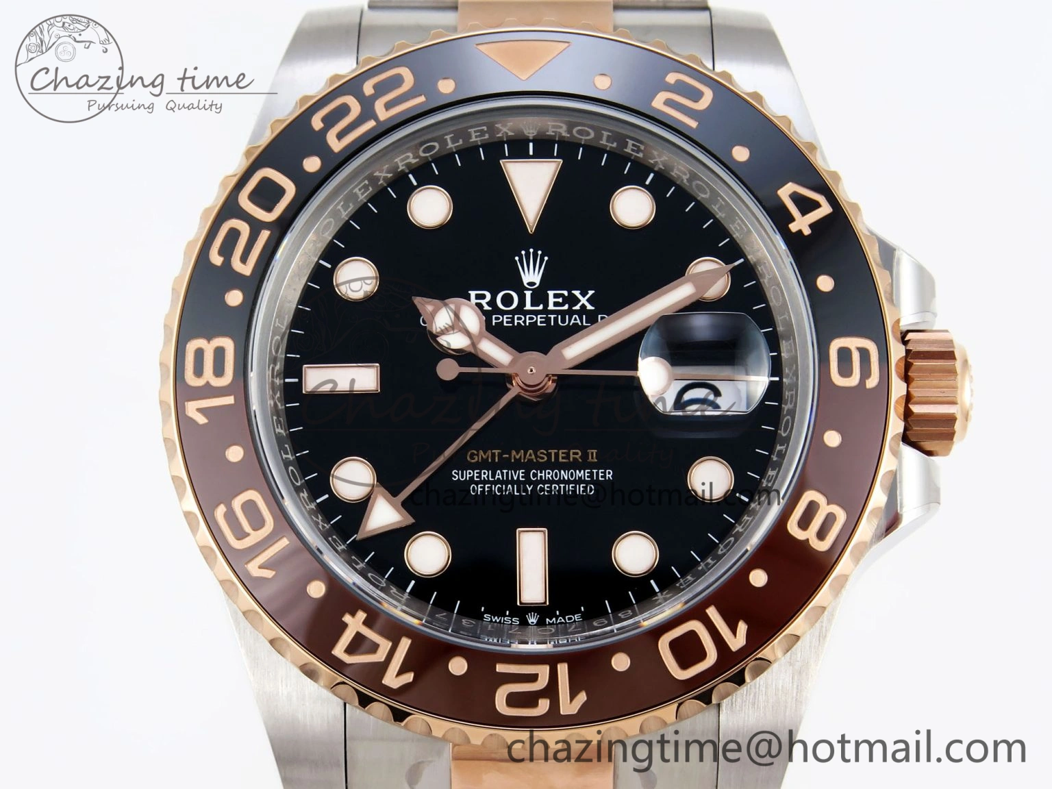 GMT-Master II 126711 CHNR Black Brown Ceramic Clean Factory Best Edition on SS RG Bracelet DD3285 CHS Sleek 2010