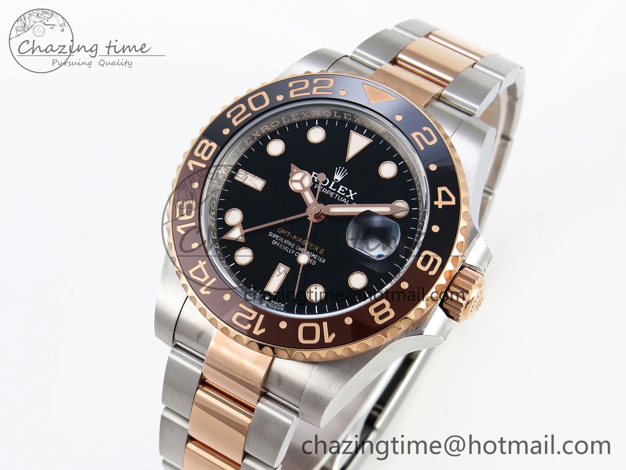 GMT-Master II 126711 CHNR Black Brown Ceramic Clean Factory Best Edition on SS RG Bracelet DD3285 CHS Sleek 2010