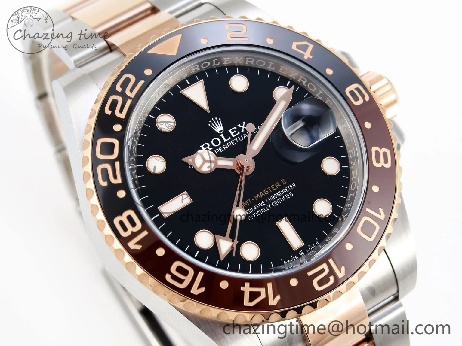 GMT-Master II 126711 CHNR Black Brown Ceramic Clean Factory Best Edition on SS RG Bracelet DD3285 CHS Sleek 2010