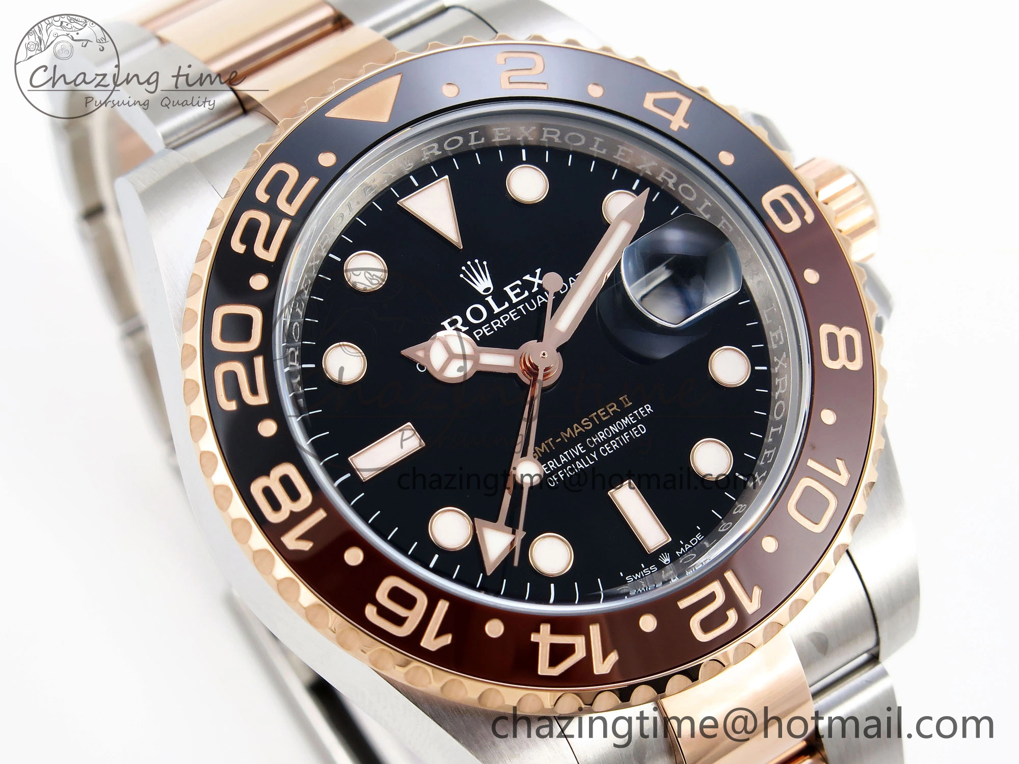 GMT-Master II 126711 CHNR Black Brown Ceramic Clean Factory Best Edition on SS RG Bracelet DD3285 CHS Sleek 2010