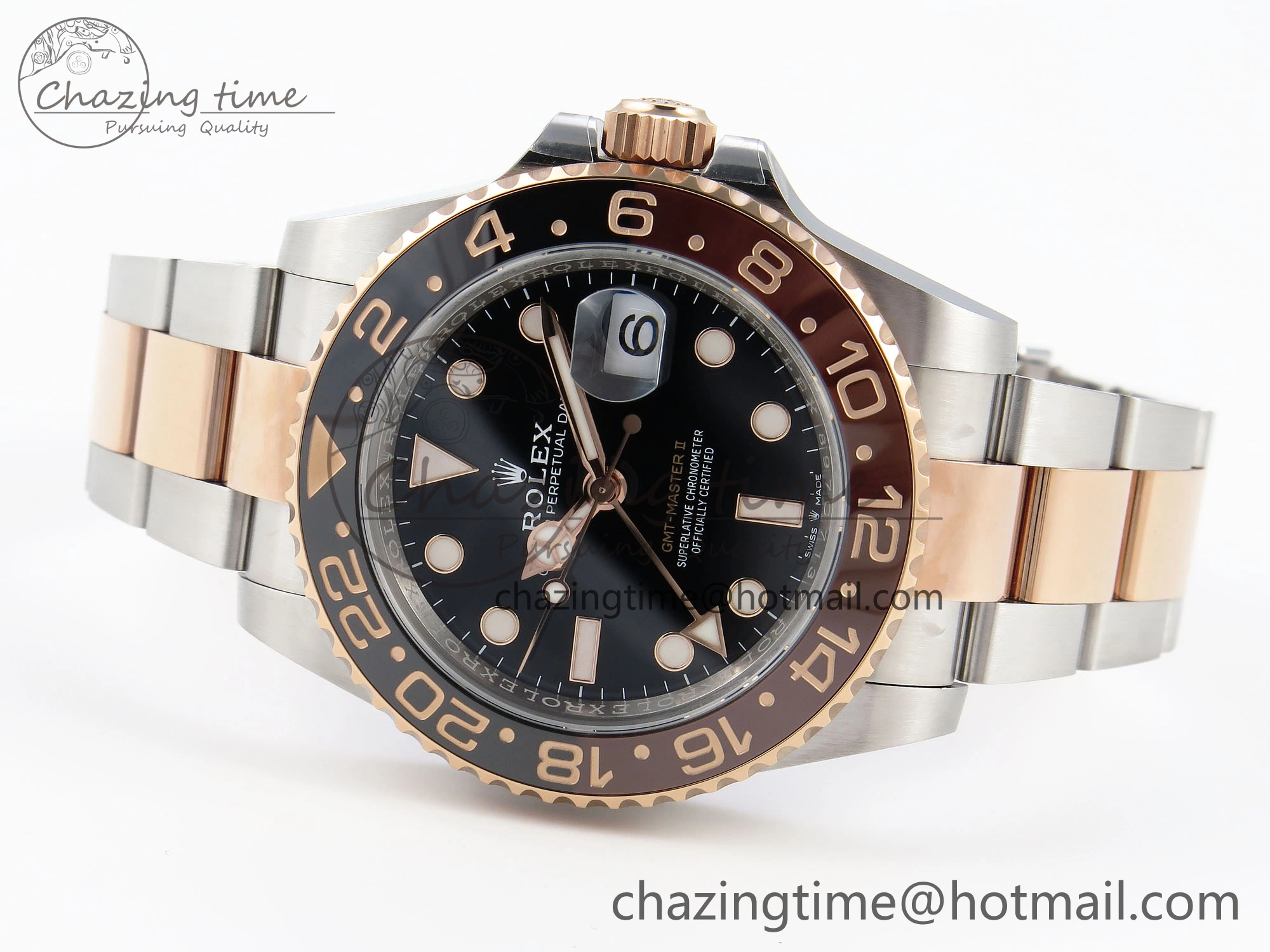 GMT-Master II 126711 CHNR Black Brown Ceramic Clean Factory Best Edition on SS RG Bracelet DD3285 CHS Sleek 2010