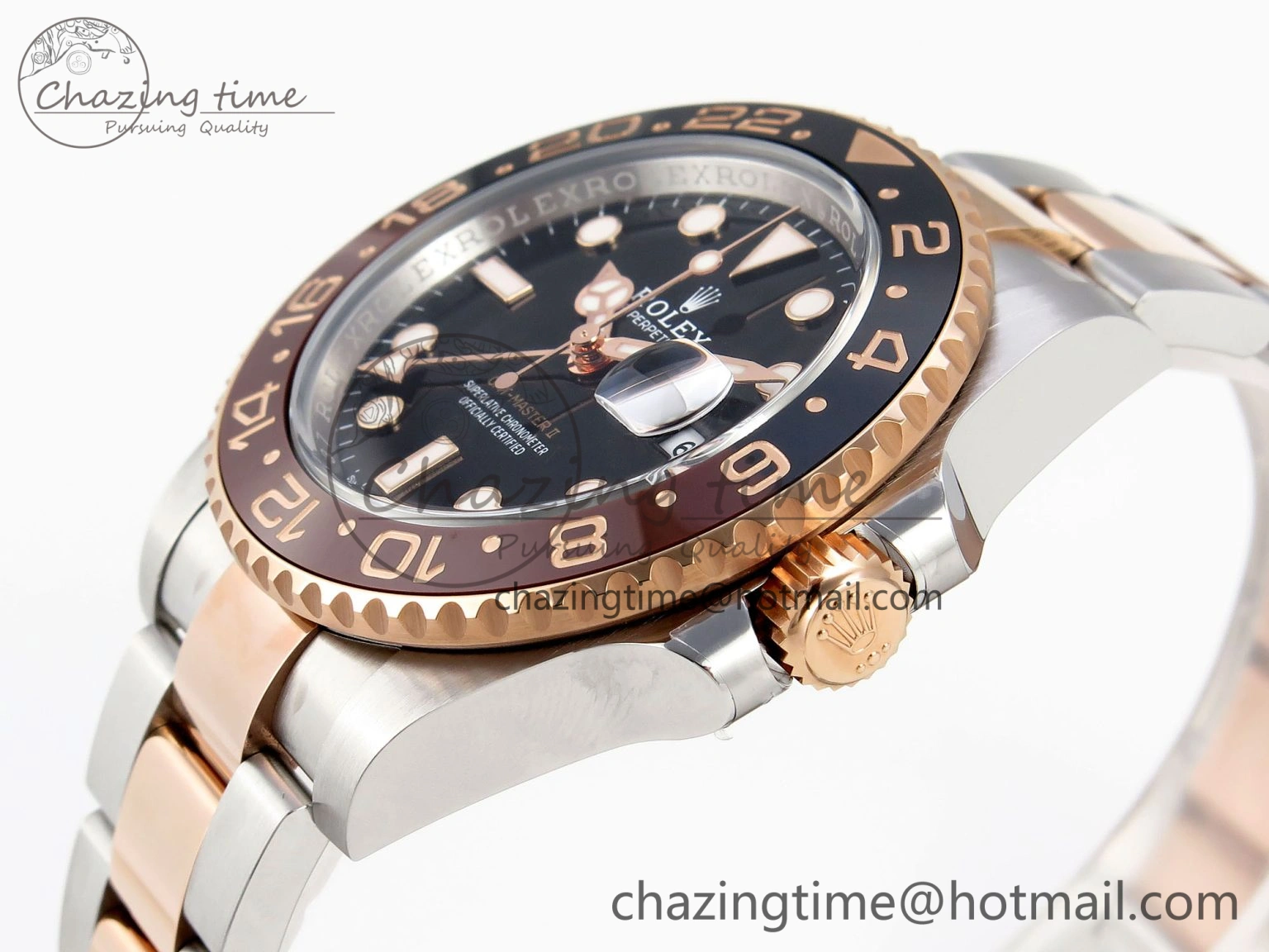 GMT-Master II 126711 CHNR Black Brown Ceramic Clean Factory Best Edition on SS RG Bracelet DD3285 CHS Sleek 2010