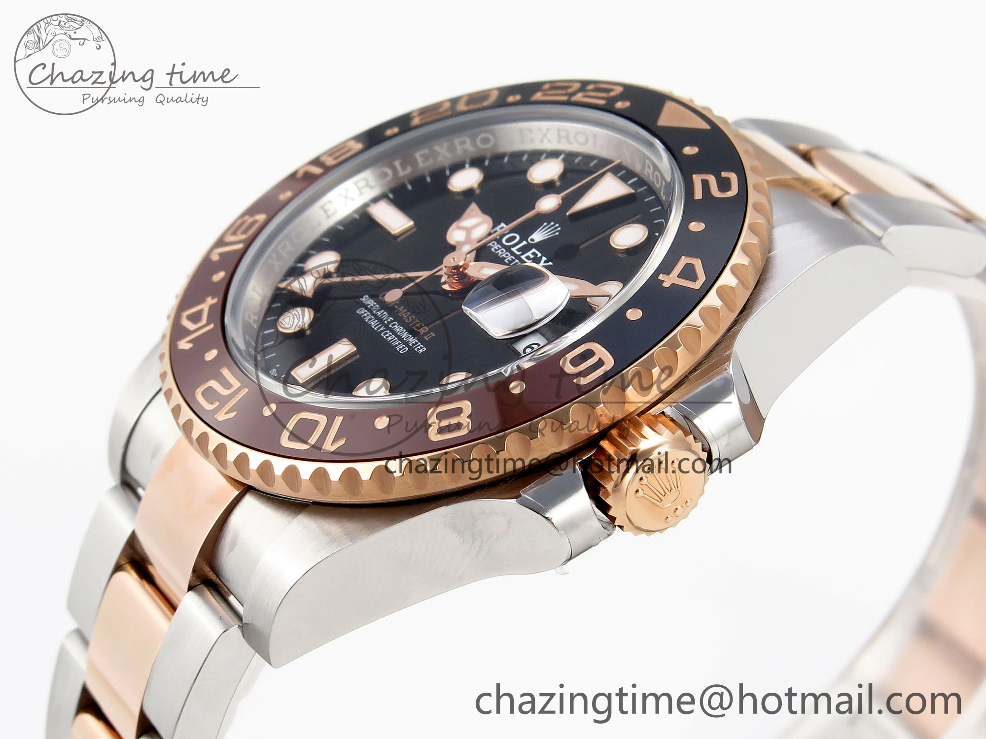 GMT-Master II 126711 CHNR Black Brown Ceramic Clean Factory Best Edition on SS RG Bracelet DD3285 CHS Sleek 2010