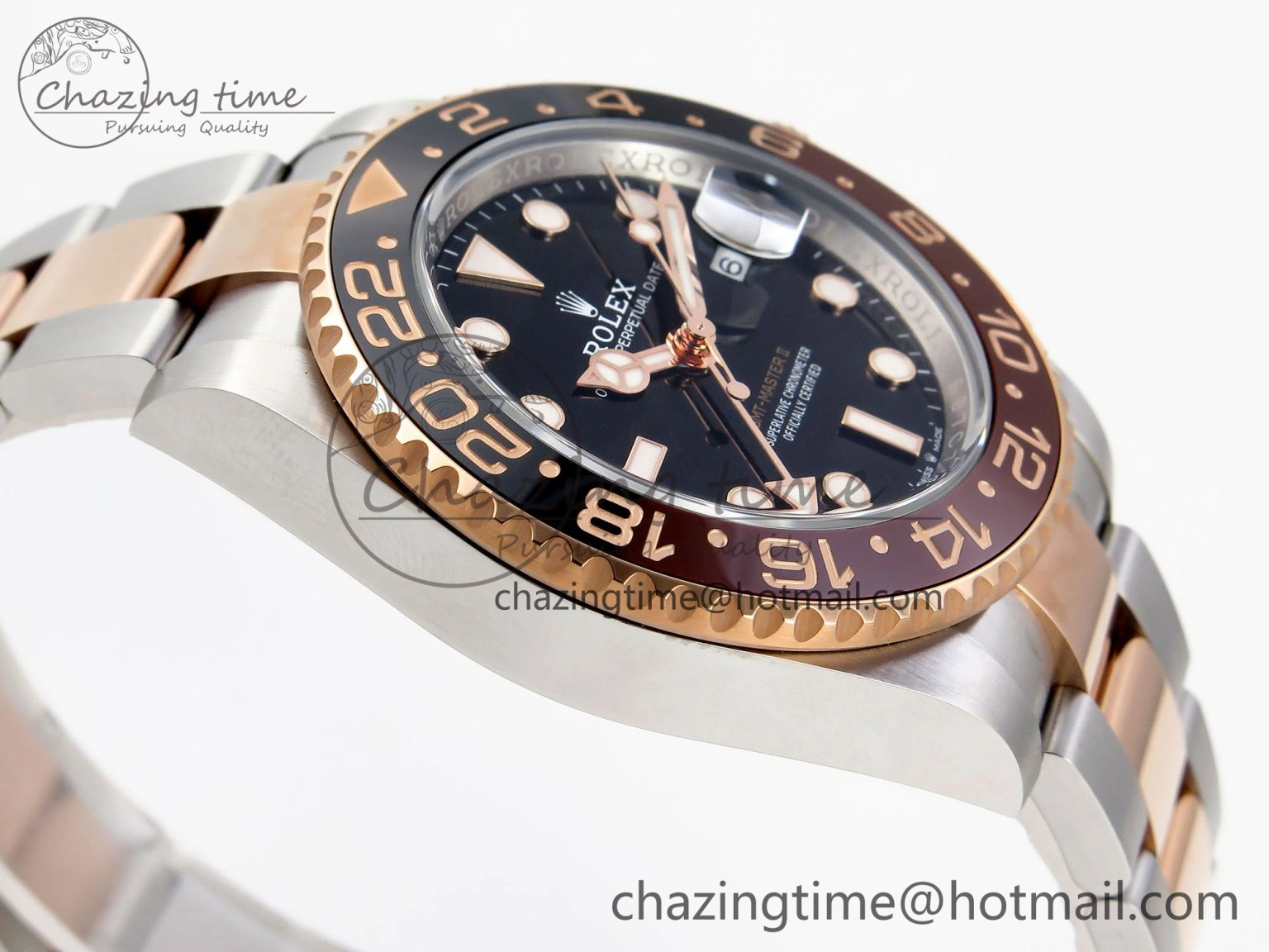 GMT-Master II 126711 CHNR Black Brown Ceramic Clean Factory Best Edition on SS RG Bracelet DD3285 CHS Sleek 2010