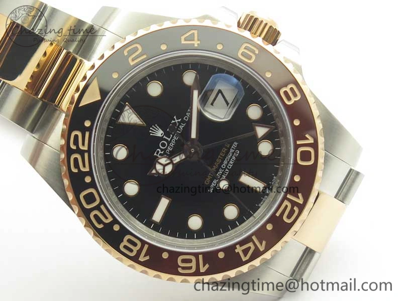 FreshLook GMT-Master II 126711CHNR Black Brown Ceramic Bezel 904L SS RG GMF Best Edition Black Dial on 904L SS RG Bracelet A 3409