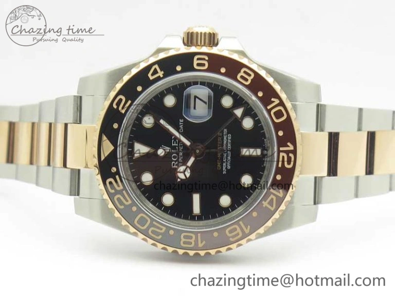 FreshLook GMT-Master II 126711CHNR Black Brown Ceramic Bezel 904L SS RG GMF Best Edition Black Dial on 904L SS RG Bracelet A 3409
