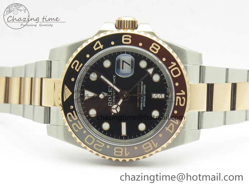 FreshLook GMT-Master II 126711CHNR Black Brown Ceramic Bezel 904L SS RG GMF Best Edition Black Dial on 904L SS RG Bracelet A 3409